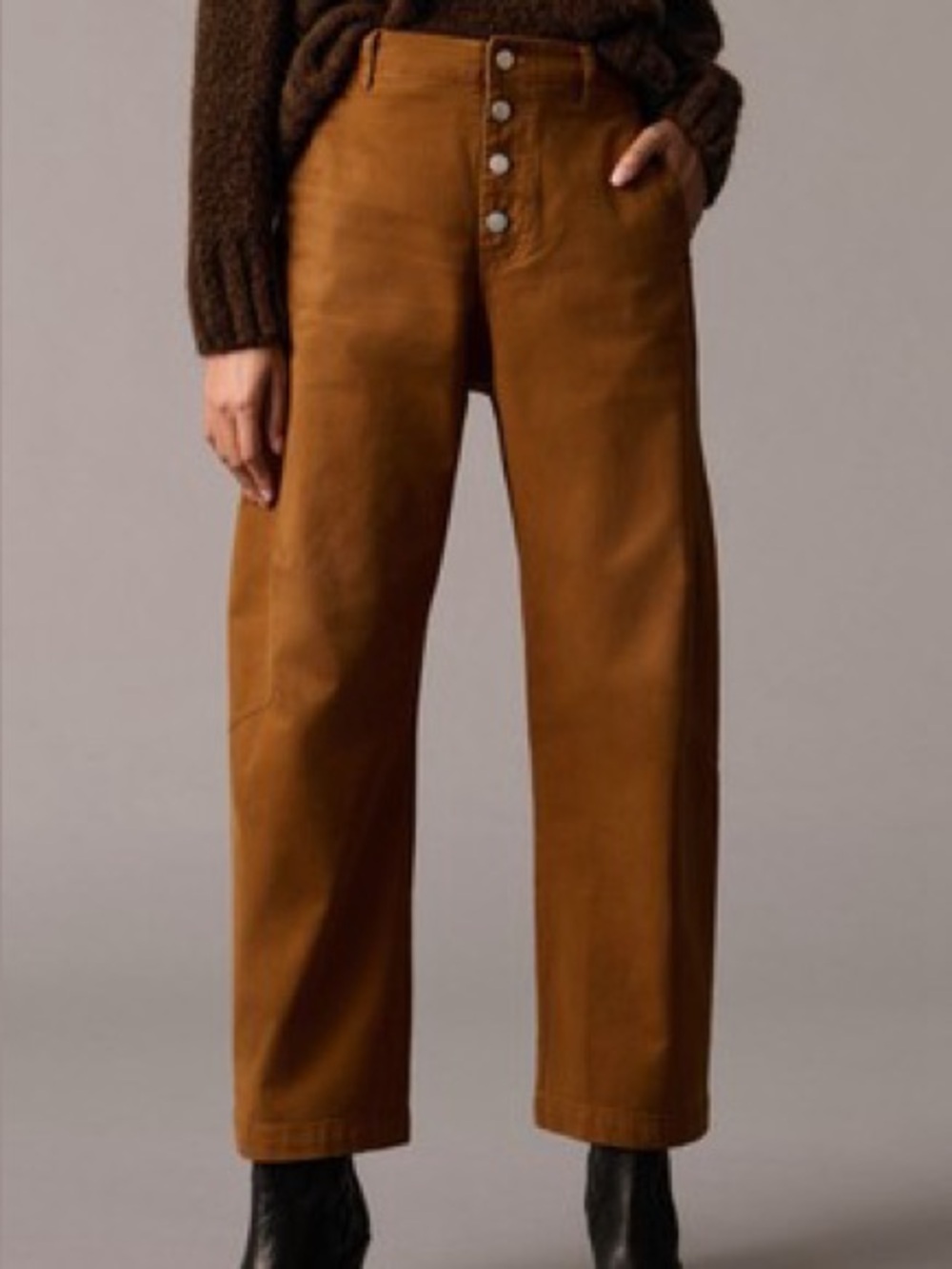 Anthropologie Pilcro Button-Front Barrel Pants in Ochre